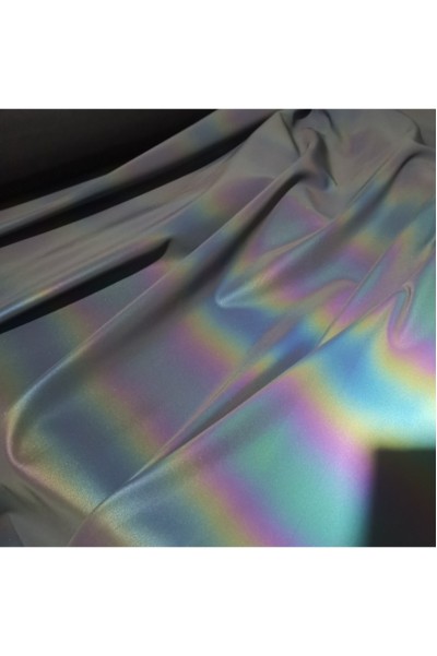 DG-CW Durable, Wrinkle-resistant, and Washable; Colorful Polyester Mesh Reflective Fabric; Black with Vibrant Color-Changing Reflective Effect; Width: 140cm; Thickness: 0.13mm; Self-adhesive: No detail view-2